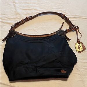 Dooney & Burke Black nylon and Brown leather Women's shoulder bag